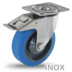 Koła nierdzewne PERFORMA, Z HAMULCEM I mocowaniem na płytkę BPPR